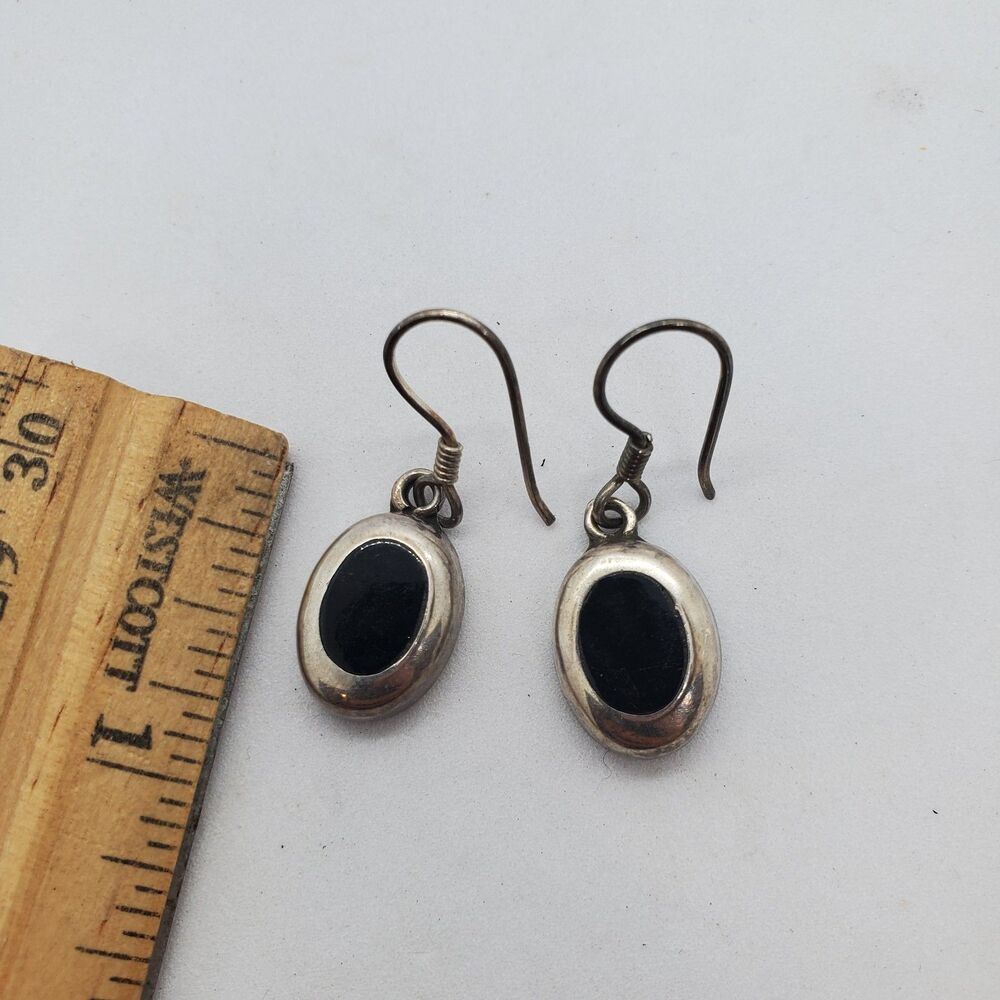 Vintage Taxco Sterling Silver and Glass Dangle Earrings 925